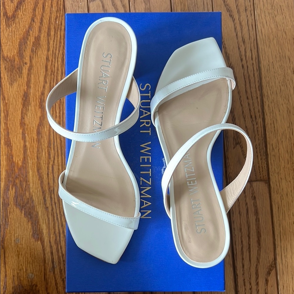 Stuart Weitzman White Sandals Minimalist Design